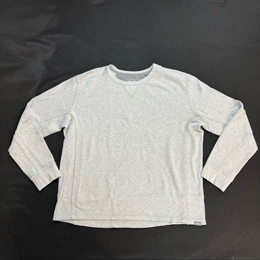 Eddie Bauer Shirt Mens XL Gray Thermal Waffle Long Sleeve Crew Neck Warm